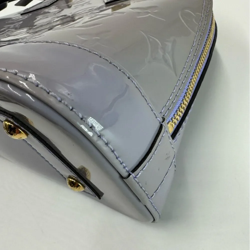 Auth Louis Vuitton Small Purple Lilas Vernis Monogram Alma BB Crossbody Bag - Picture 8 of 16